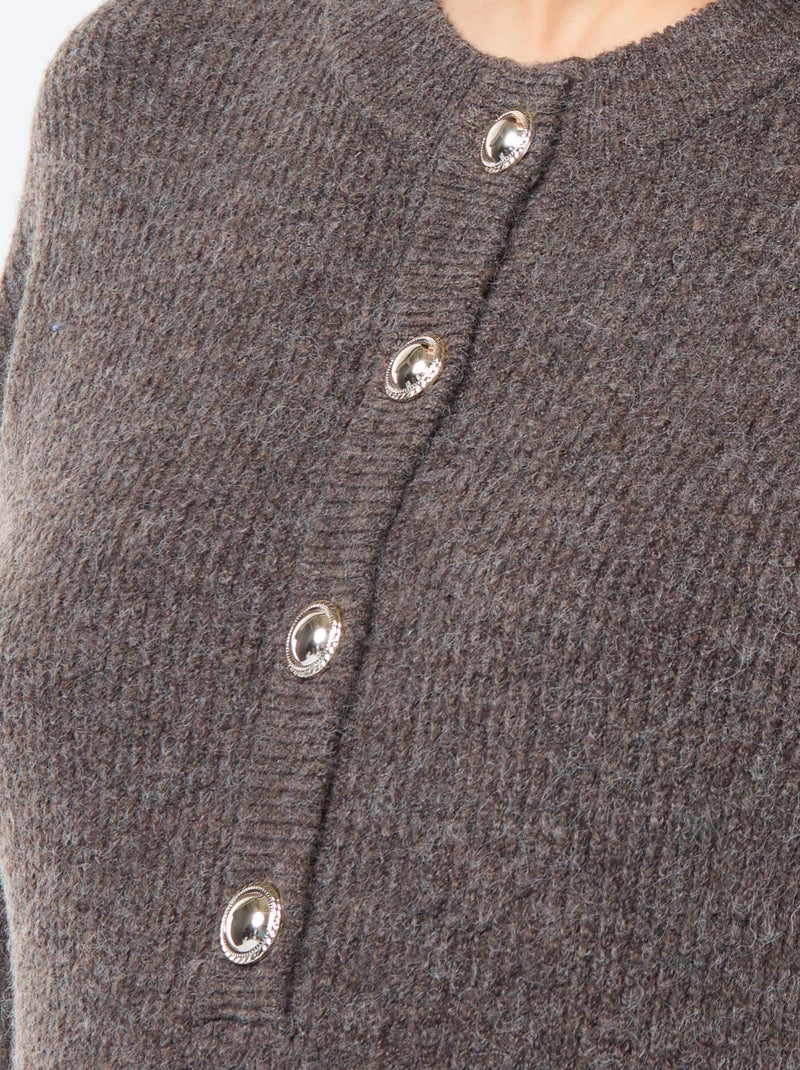 Stillpulloverkleid mit Knopfleiste Braun - Kiabi