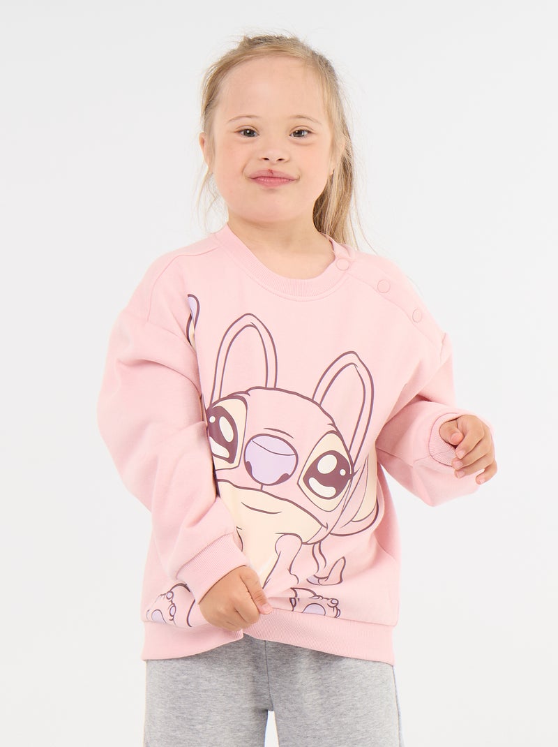 "Stitch" Fleece Sweatshirt - Easy-Wear Collection Pink - Kiabi