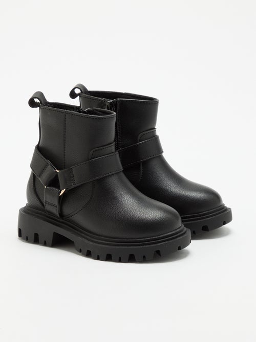 Stivali in similpelle con cinturino stile biker - Kiabi