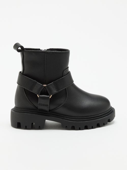 Stivali in similpelle con cinturino stile biker - Kiabi