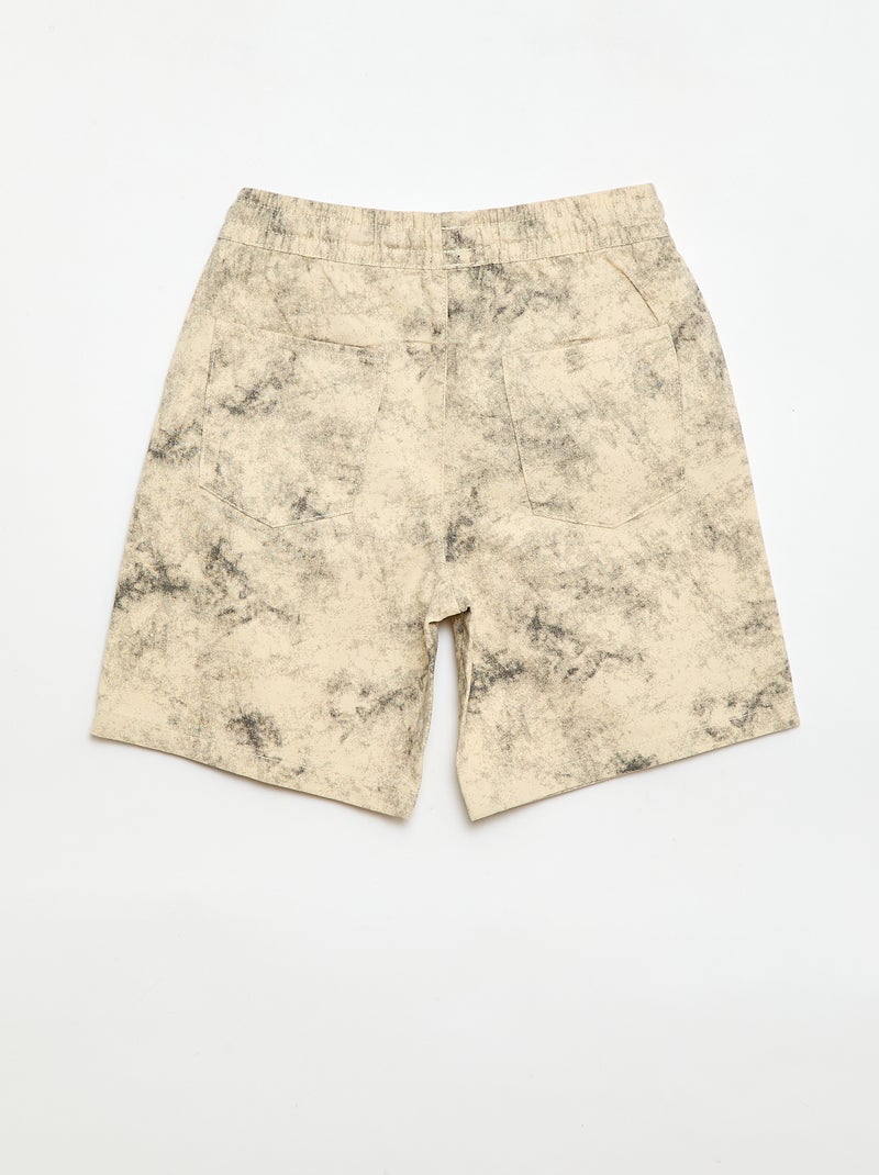 Straight-Cut Bermuda Shorts with Elasticated Waist Beige - Kiabi