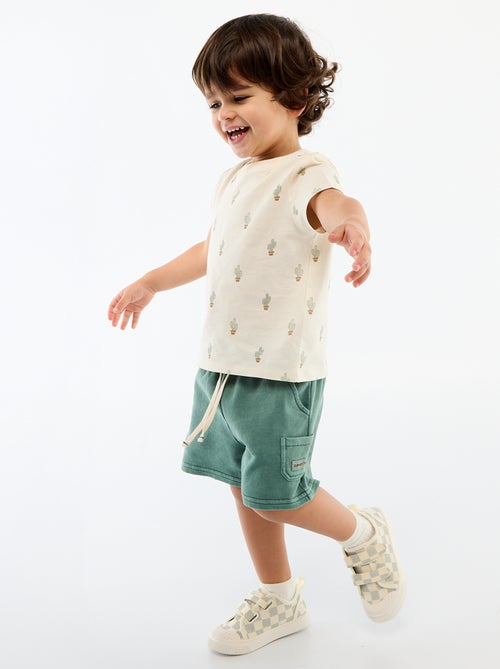 Straight-Cut French Terry Shorts in Solid Cotton - Kiabi