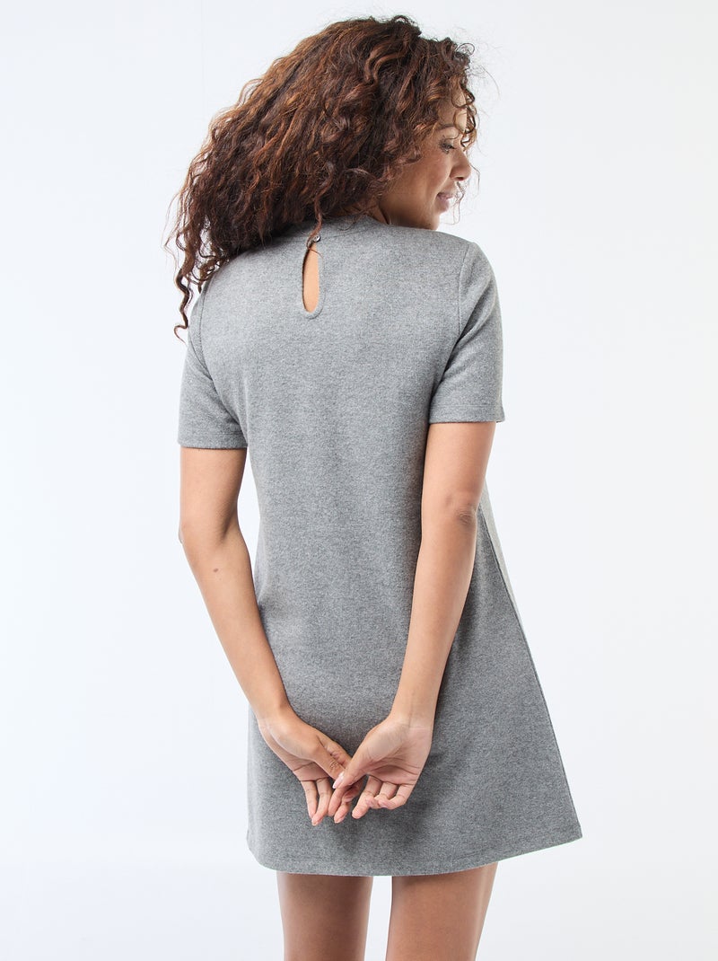 Straight-Cut Knit Dress Grey - Kiabi