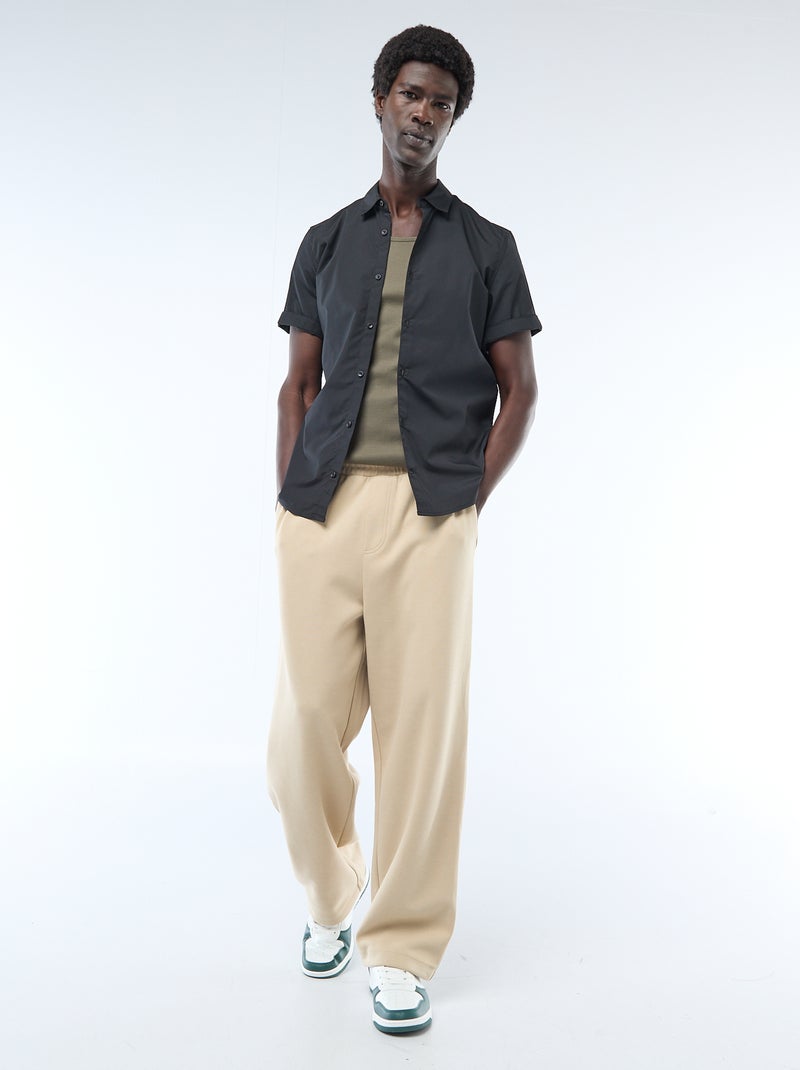 Straight-cut short-sleeved shirt black - Kiabi