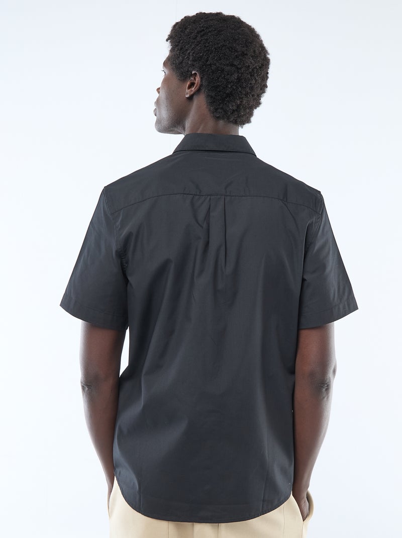Straight-cut short-sleeved shirt black - Kiabi
