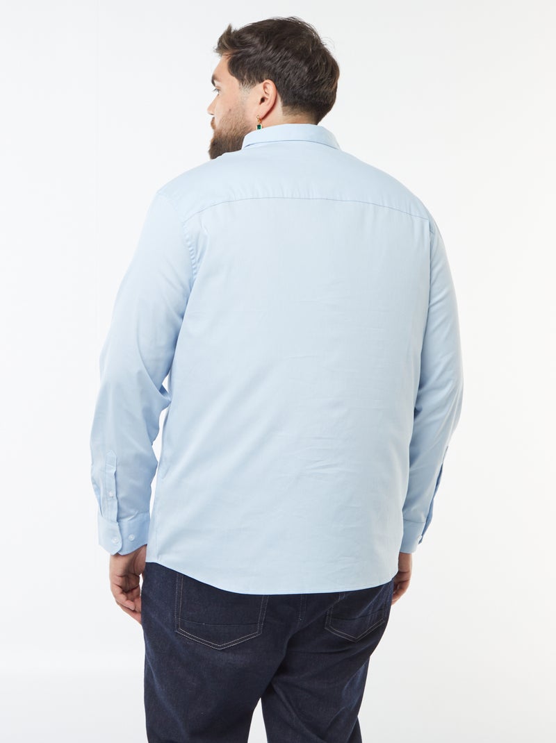 Straight-cut stretch shirt Blue - Kiabi