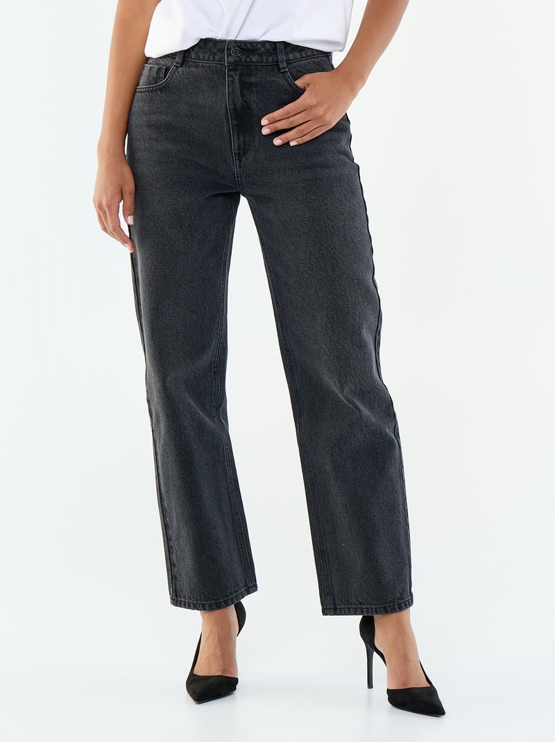 Straight-Fit Denim-Jeans aus Baumwolle Schwarz - Kiabi