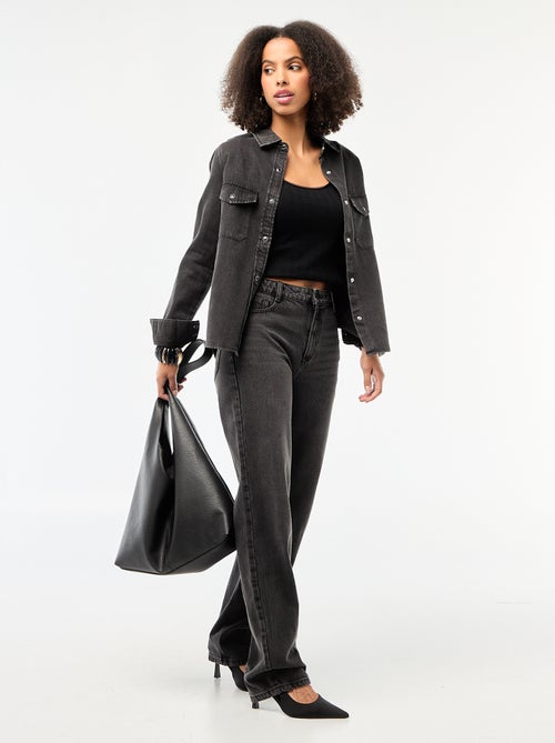 Straight / high-waisted straight-leg jeans - L32 - Kiabi Straight / high-waisted straight-leg jeans - L32 - Kiabi