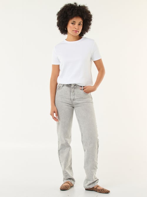 Straight / high-waisted straight-leg jeans - L32 - Kiabi
