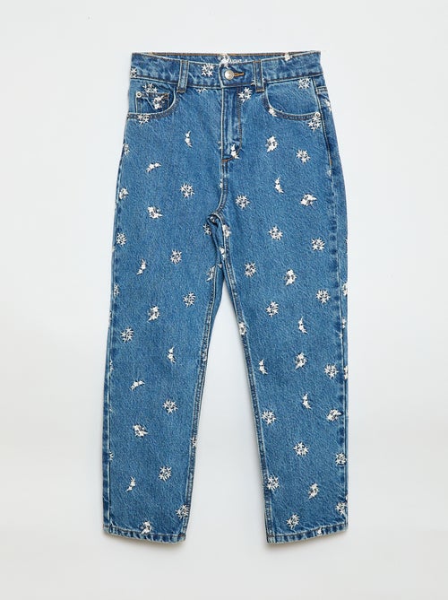 Straight-Leg Denim Pants with Pattern - Kiabi
