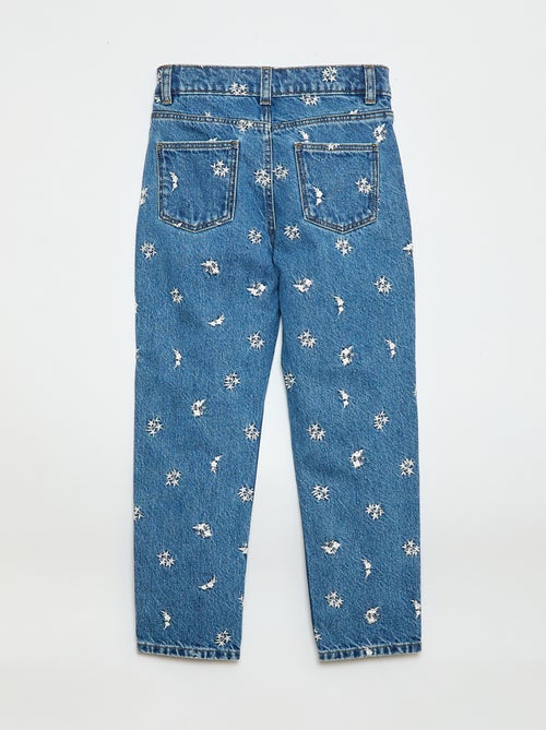 Straight-Leg Denim Pants with Pattern - Kiabi