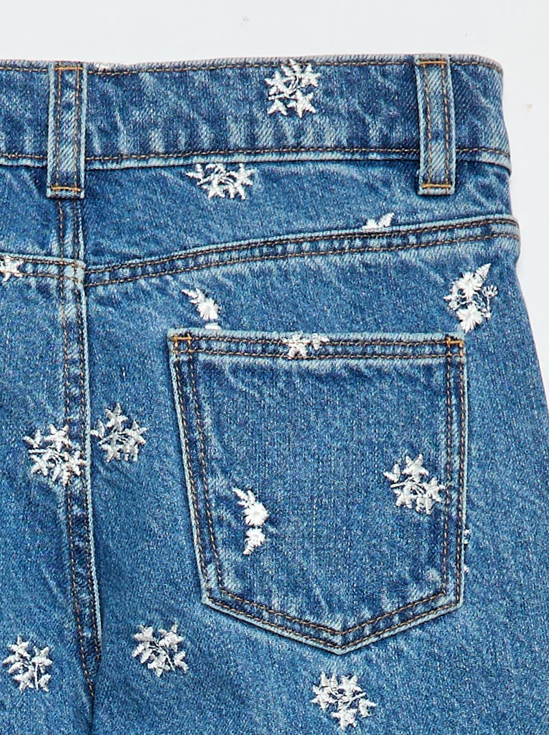 Straight-Leg Denim Pants with Pattern Blue - Kiabi