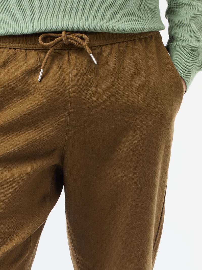 Straight-Leg Pants with Elastic Waistband Brown - Kiabi