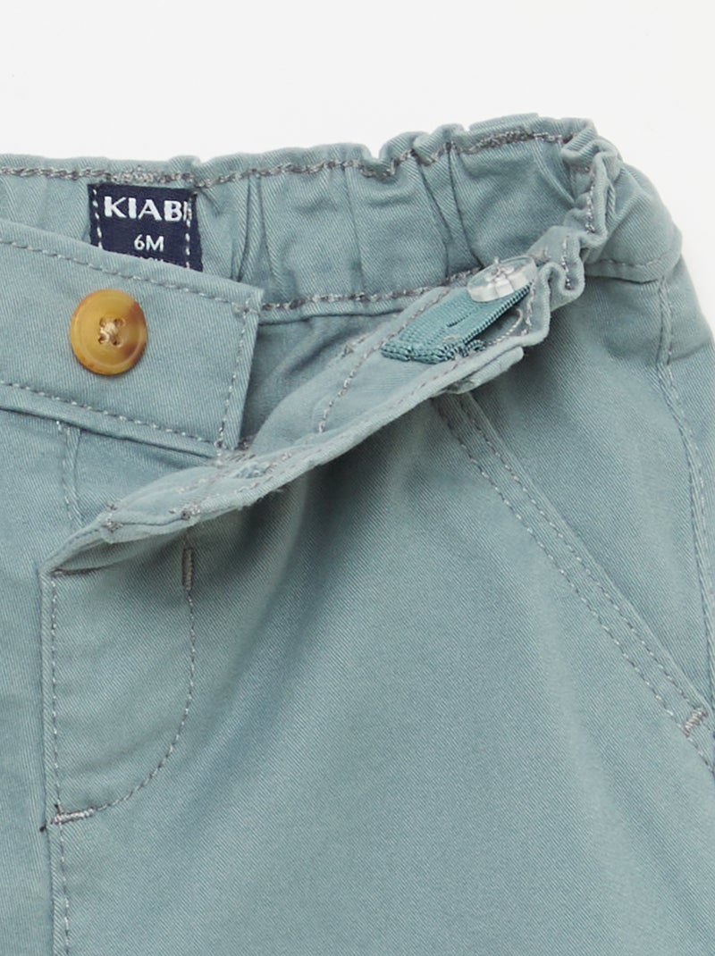 Straight-Leg Stretch Cotton Chinos Blue - Kiabi