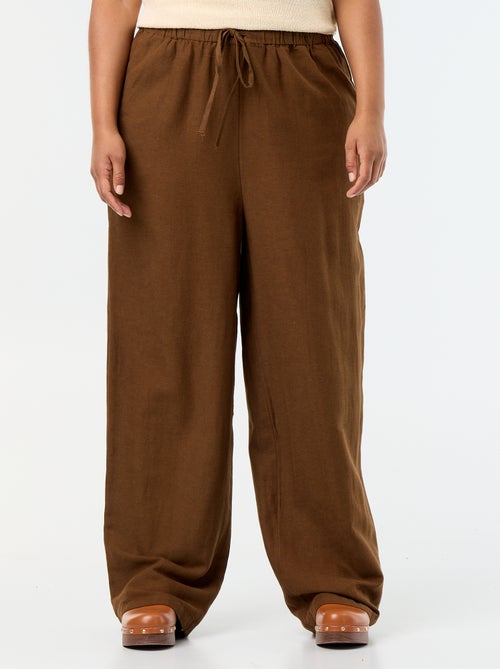 Straight-leg trousers in linen blend - Kiabi