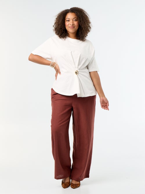 Straight-leg trousers in linen blend - Kiabi
