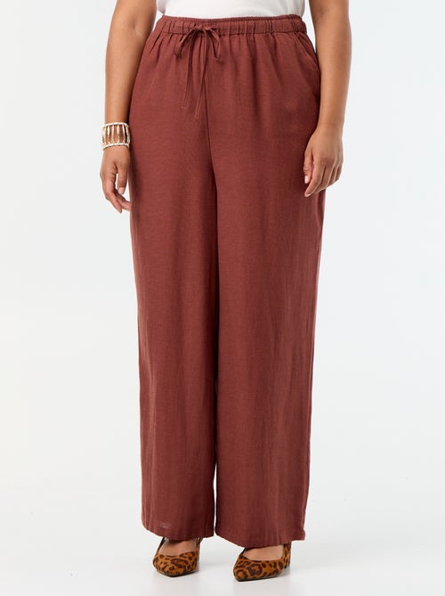 Straight-leg trousers in linen blend - Kiabi