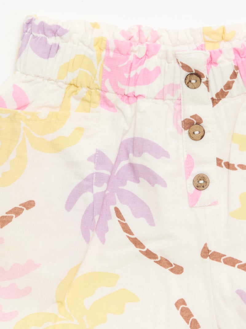Straight seersucker shorts Beige - Kiabi