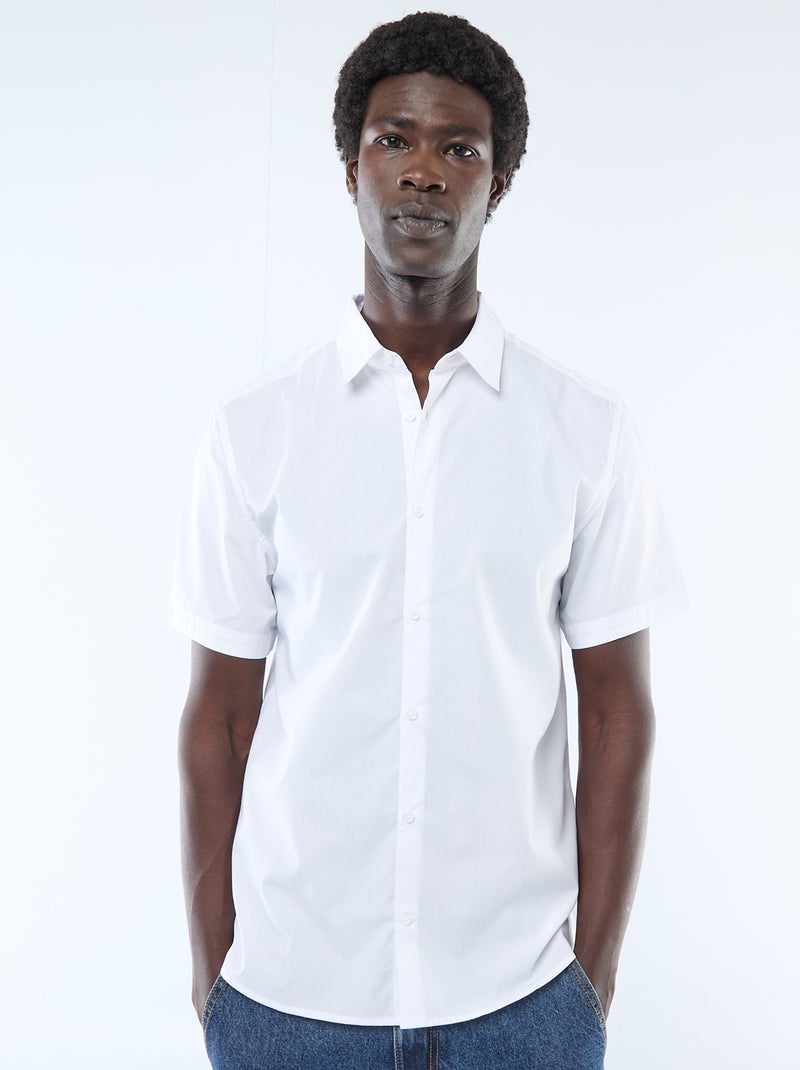 Straight short-sleeved shirt white - Kiabi