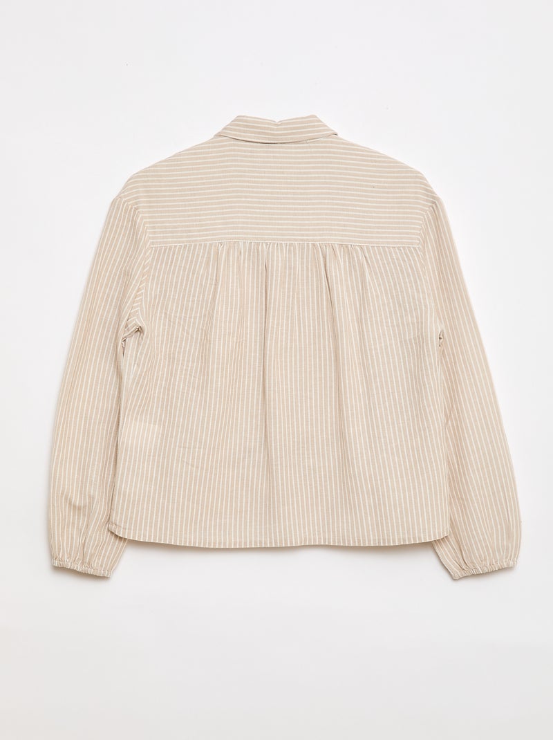 Straight Striped Shirt - Easy to Put On Beige - Kiabi
