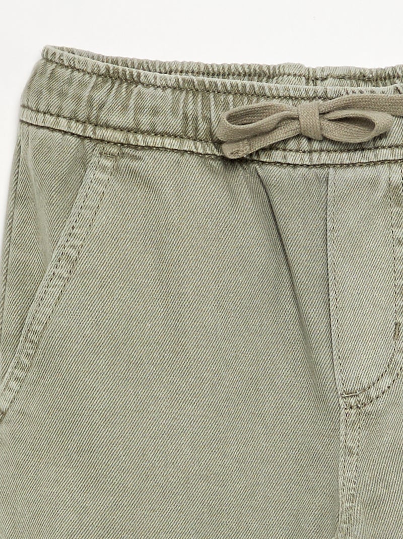 Straight twill trousers - slim fit Green - Kiabi