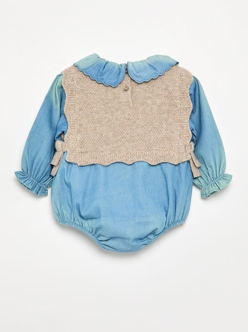 Strampler aus Strick und Denim - Kiabi