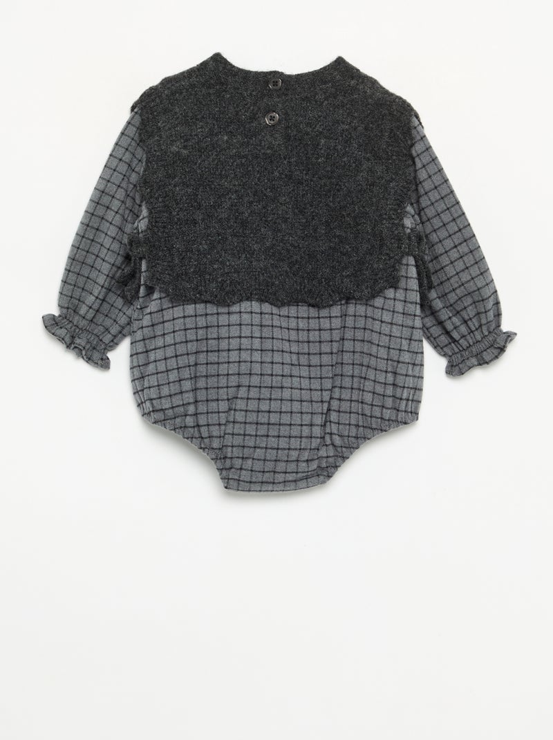 Strampler mit ärmellosem Pullover-Oberteil Grau - Kiabi