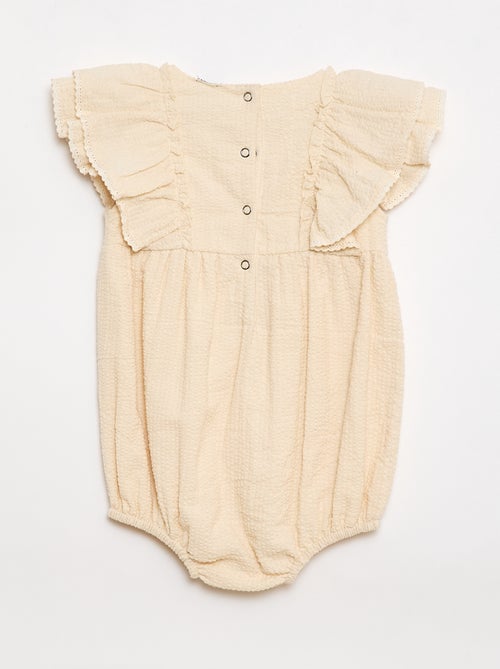 Strampler mit Waffelstoff-Optik und Rüschen - Kiabi