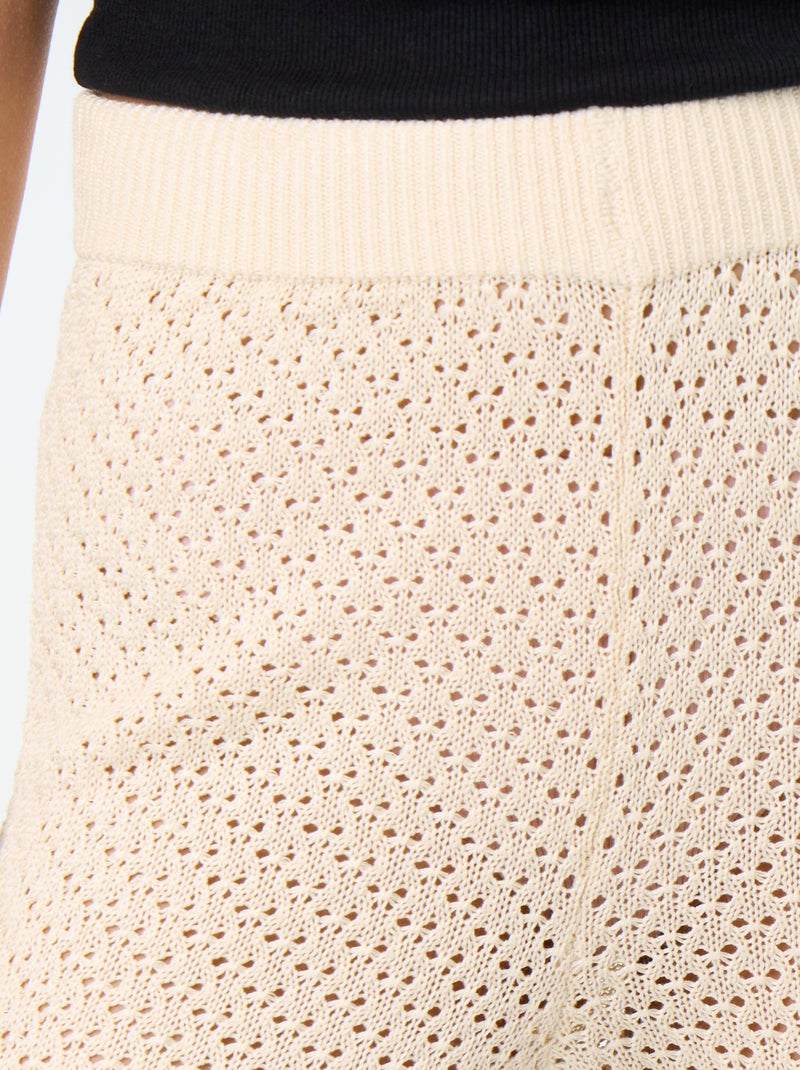 Strandhose aus Häkelstrick Beige - Kiabi
