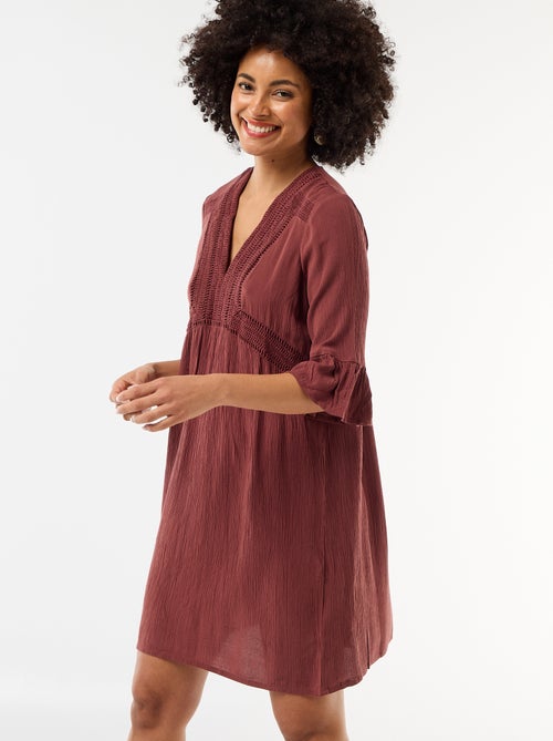 Strandkleid aus Crêpe-Strick und Makramee - Kiabi