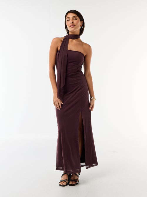 Strapless long dress with scarf - Kiabi