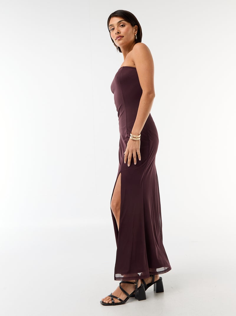 Strapless long dress with scarf Purple - Kiabi