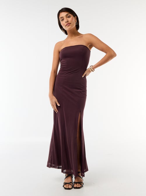Strapless long dress with scarf - Kiabi