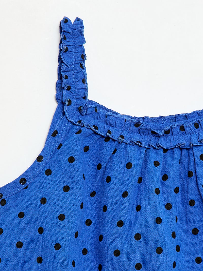 Strappy Dress with Ruffled Collar Blue - Kiabi