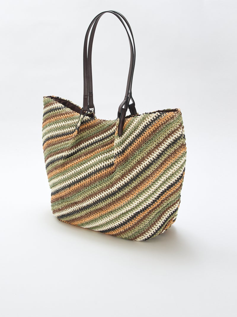 Straw tote bag Green - Kiabi