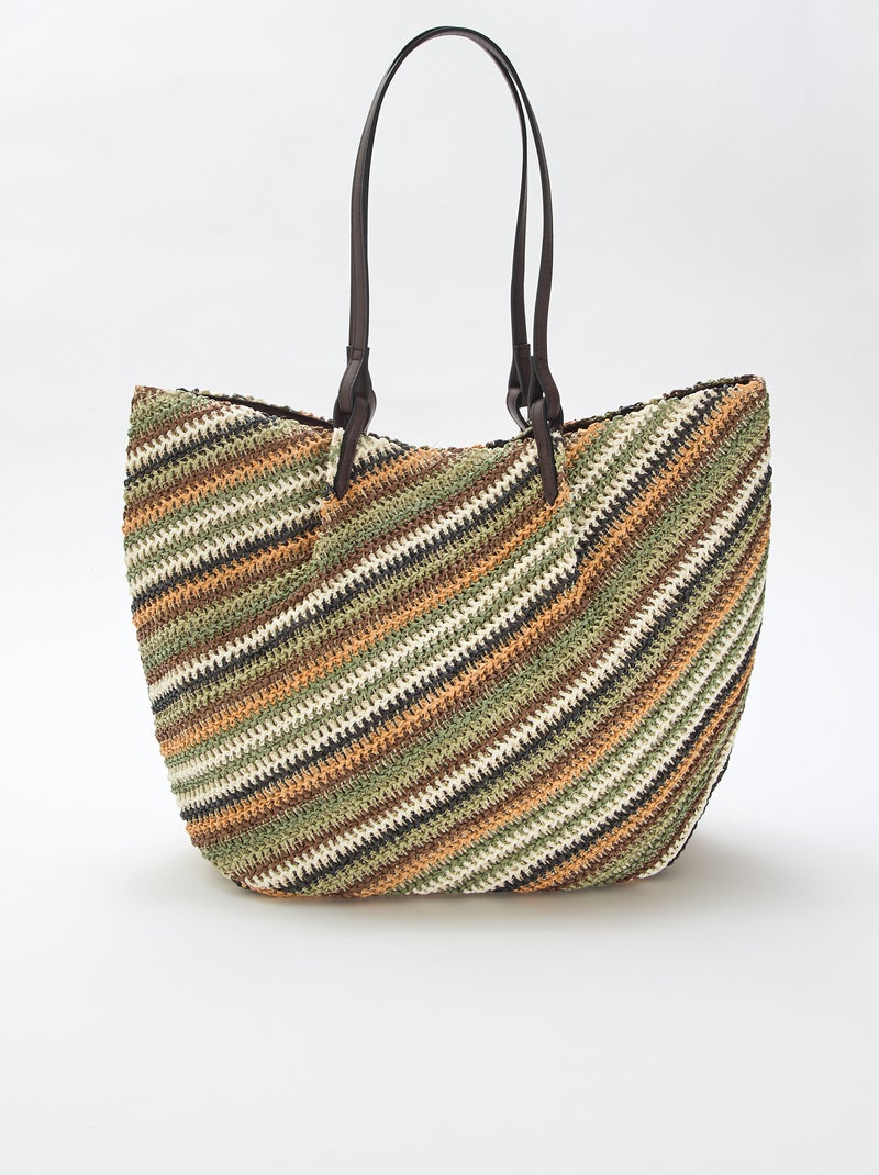 Straw tote bag Green - Kiabi