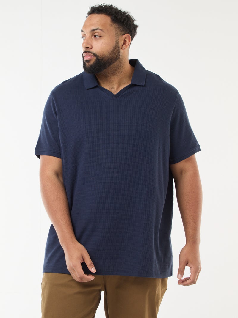 Stretch Cotton Short-Sleeve Polo Shirt Blue - Kiabi