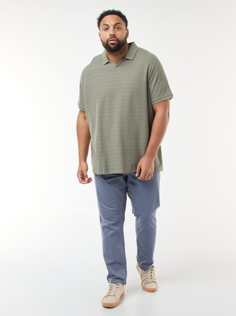 Stretch Cotton Short-Sleeve Polo Shirt Green - Kiabi