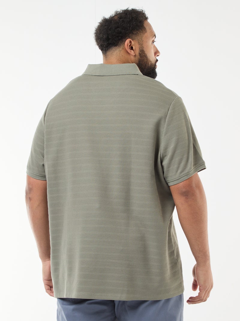 Stretch Cotton Short-Sleeve Polo Shirt Green - Kiabi