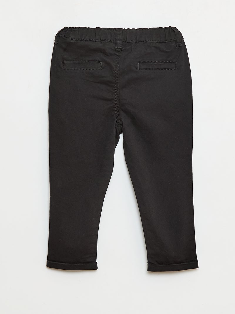 Stretch Cotton Straight Chinos Black - Kiabi