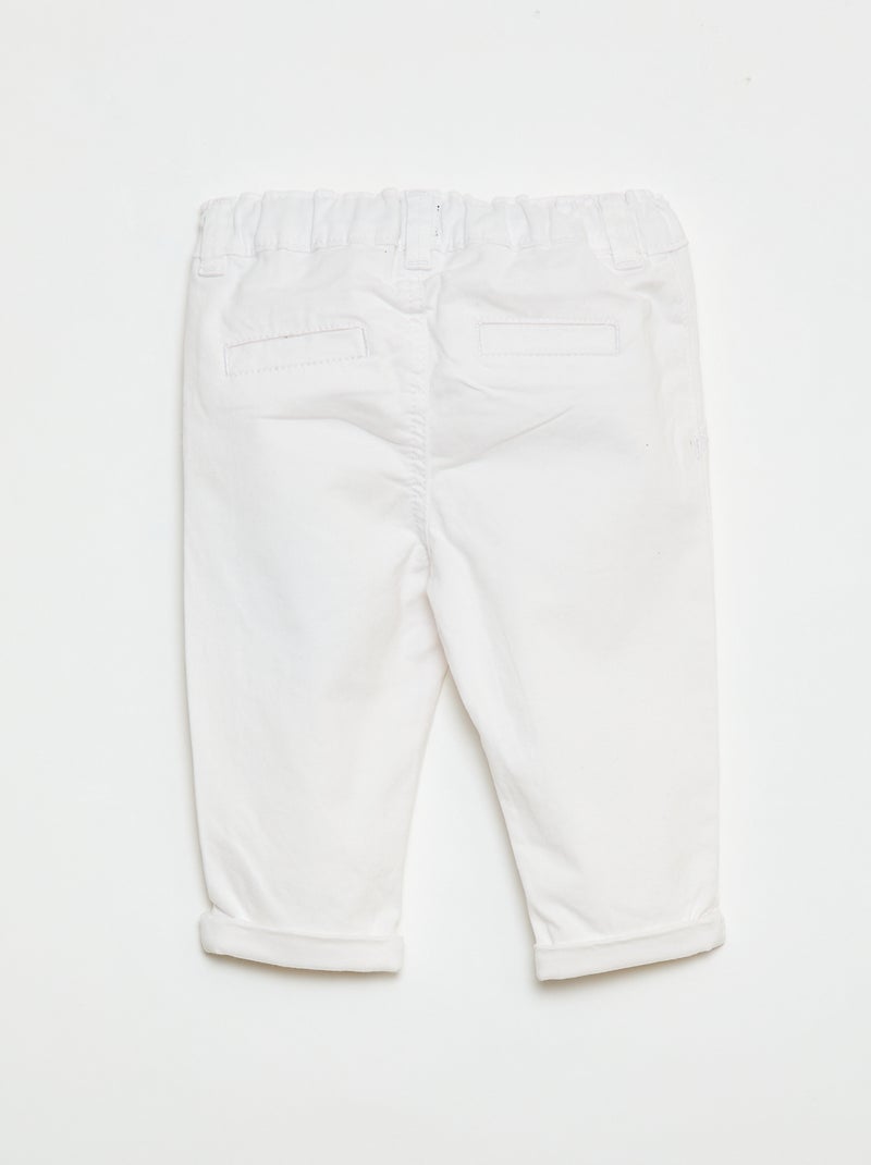 Stretch Cotton Straight-Leg Chinos White - Kiabi