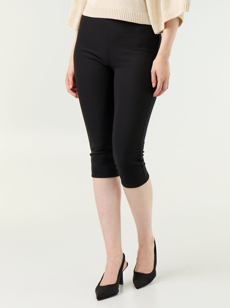 Stretch Knit Cropped Trousers Black - Kiabi