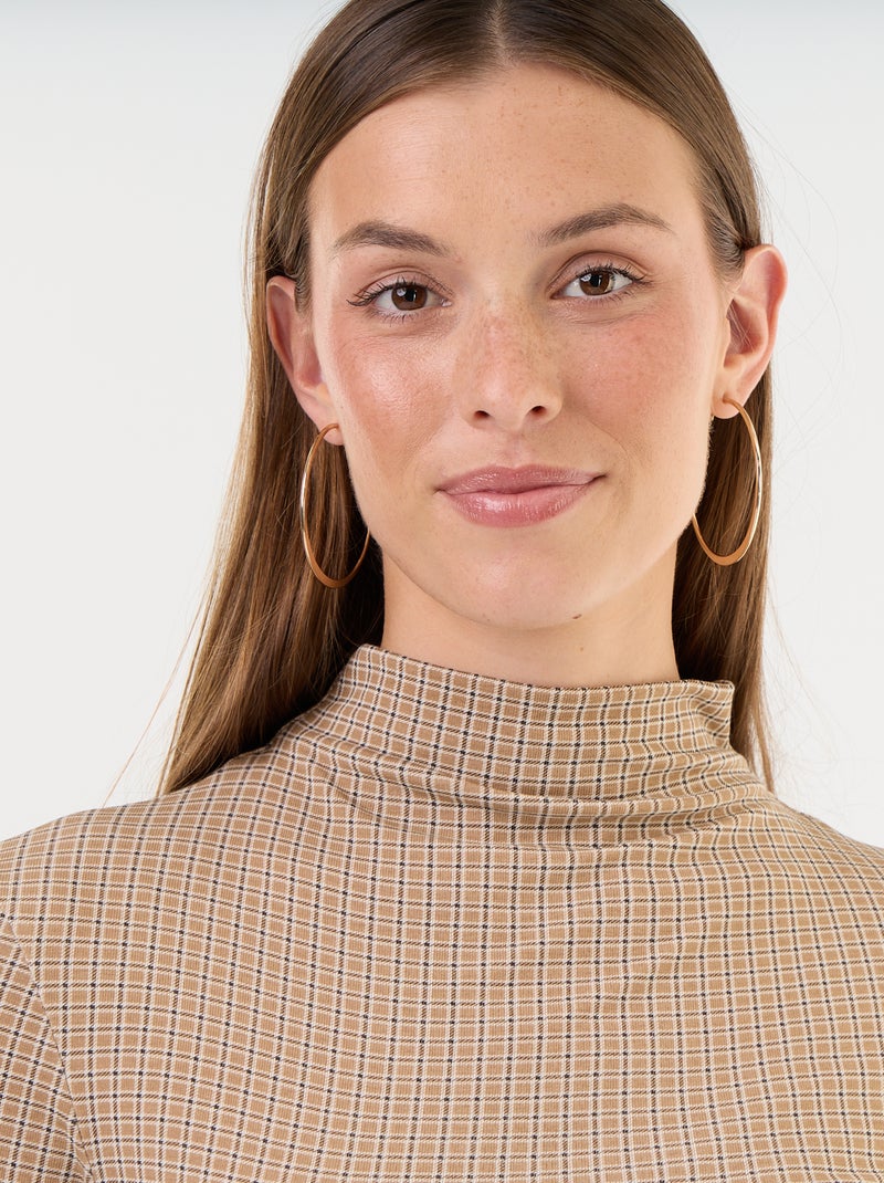 Stretch Roll-Neck Top Beige - Kiabi