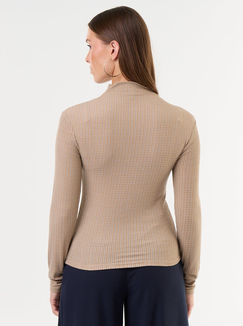 Stretch Roll-Neck Top Beige - Kiabi