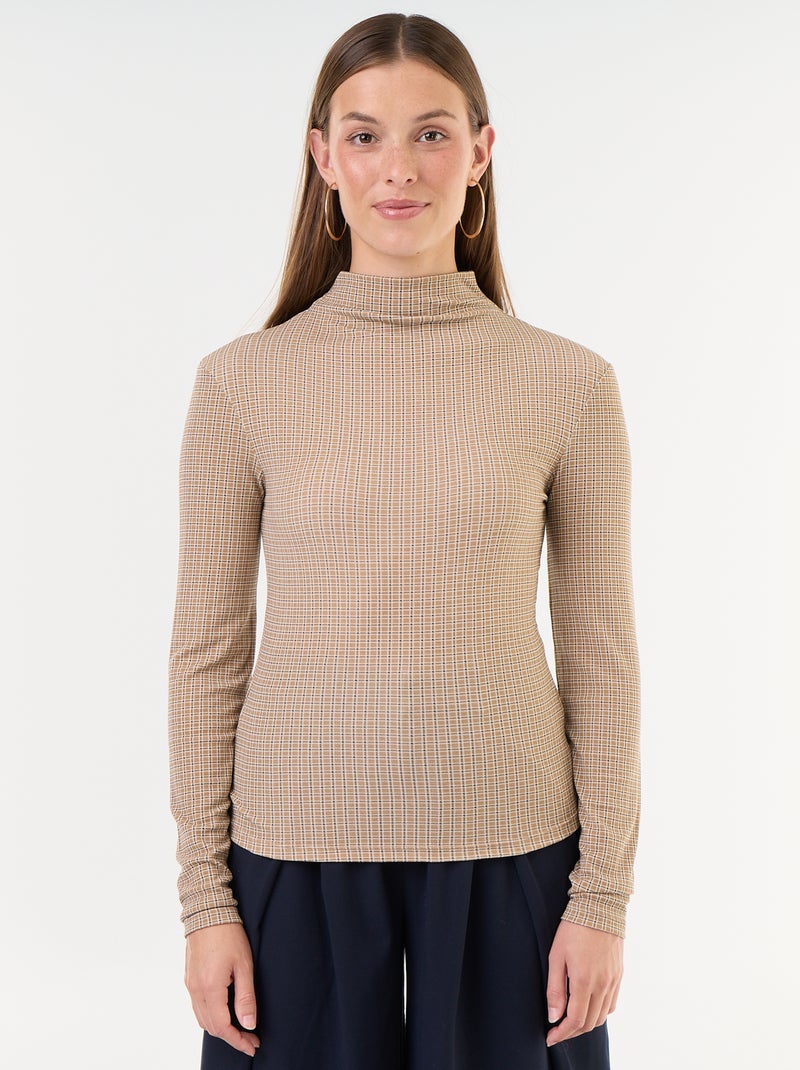 Stretch-Rollkragen-Unterziehpullover Beige - Kiabi