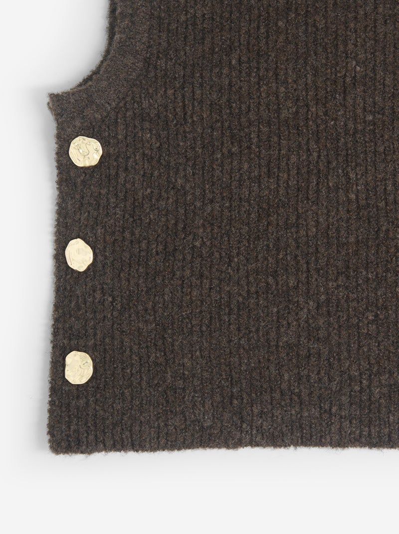 Strick-Balaclava mit goldenen Knöpfen Braun - Kiabi