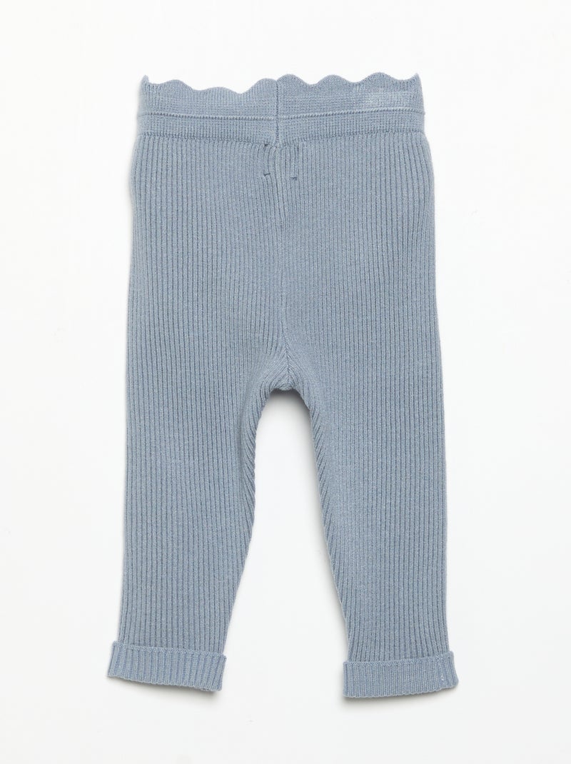 Strick-Leggings mit Taillenschleife Bleu - Kiabi