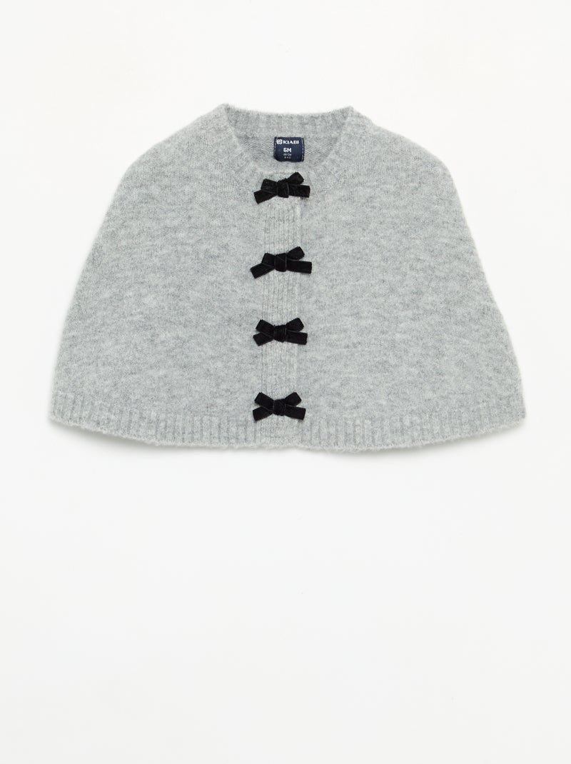Strickcape mit Samtschleifen Gris - Kiabi