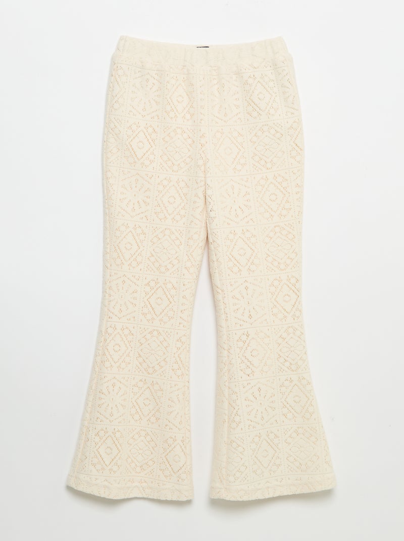 Strickhose im Häkel-Look mit ausgestelltem Bein Beige - Kiabi