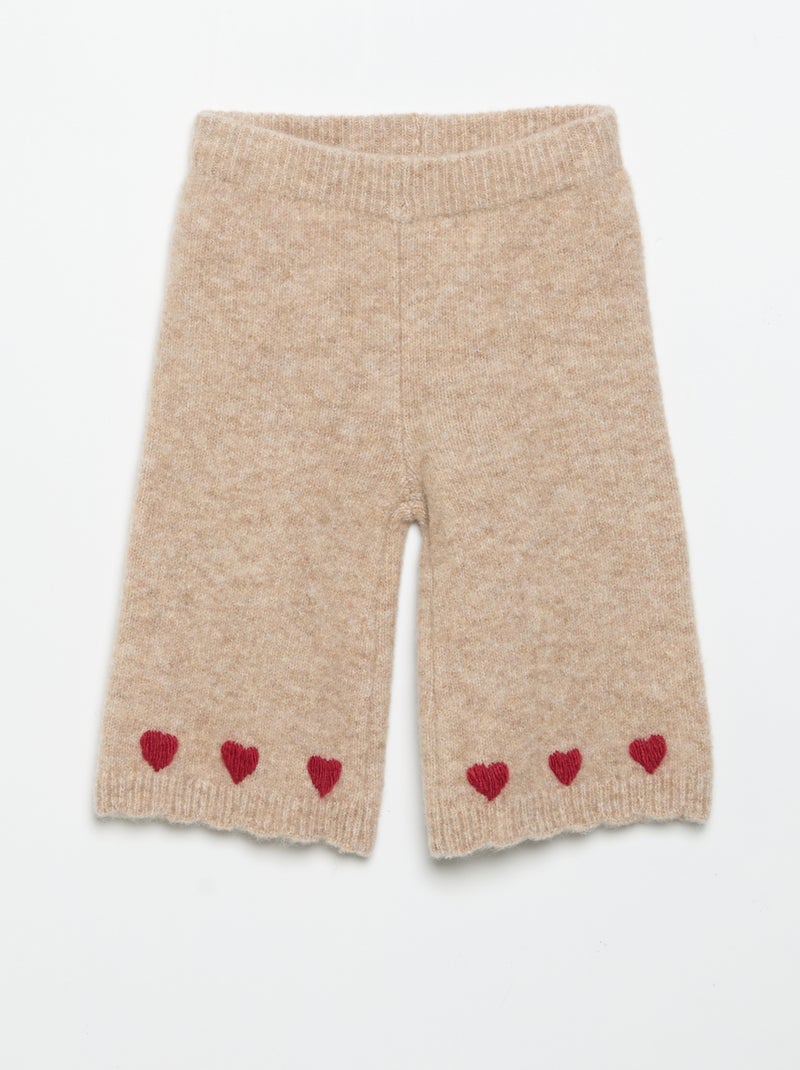 Strickhose mit Stickereien Beige - Kiabi